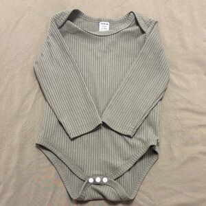 SHEIN Ribbed Long Sleeve Bodysuit - Olive